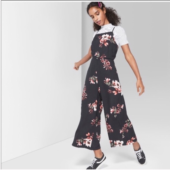 Gorgeous, Black Floral Spaghetti Strap Jumpsuit - Picture 3 of 8